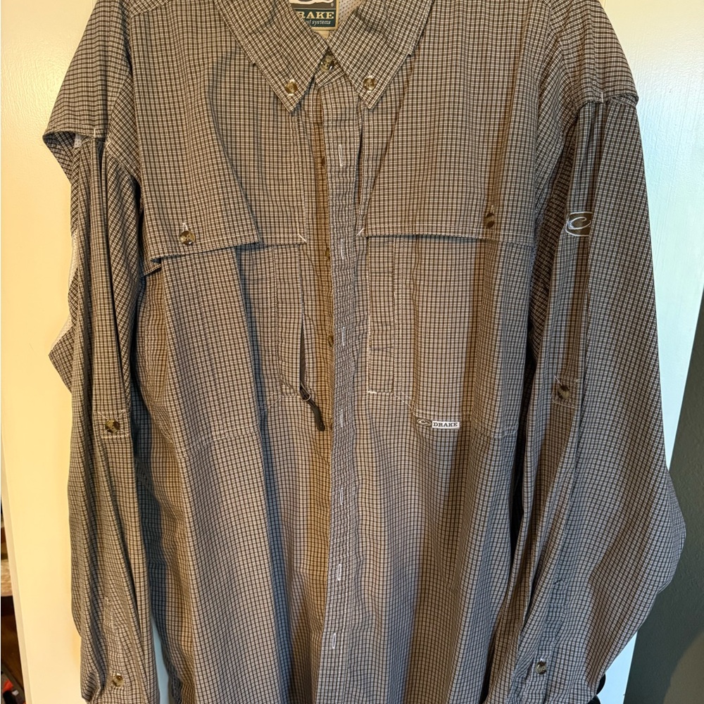 Drake Gray Casual Button Down Shirt with Roll-Up Sleeves